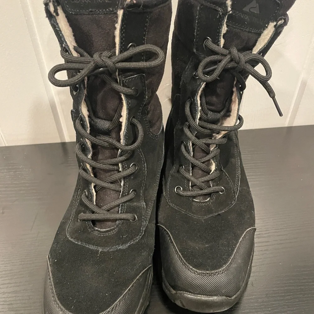 Ozark Trail Bancroft Black  Lace-Up Boots suede outside Sherpa inside 8.5